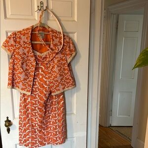 Vintage Orange Dress and Jacket Set